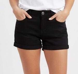 H&M DIVIDED Mid-Rise Cuffed Black Denim Shorts Size 2